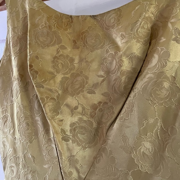 Vintage 50s gold brocade cinched cocktail dress small - Picture 6 of 8